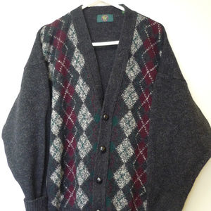Mens Embassy Row 100% Wool Cardigan Sweater XL